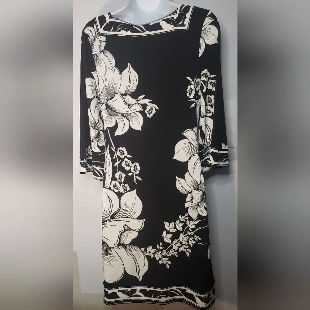 White House Black Market Floral Square Neck Dress Women's Sz S - Picture 3 of 10